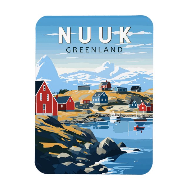 Íman Nuuk Groenlândia Viagem Art Vintage (Vertical)