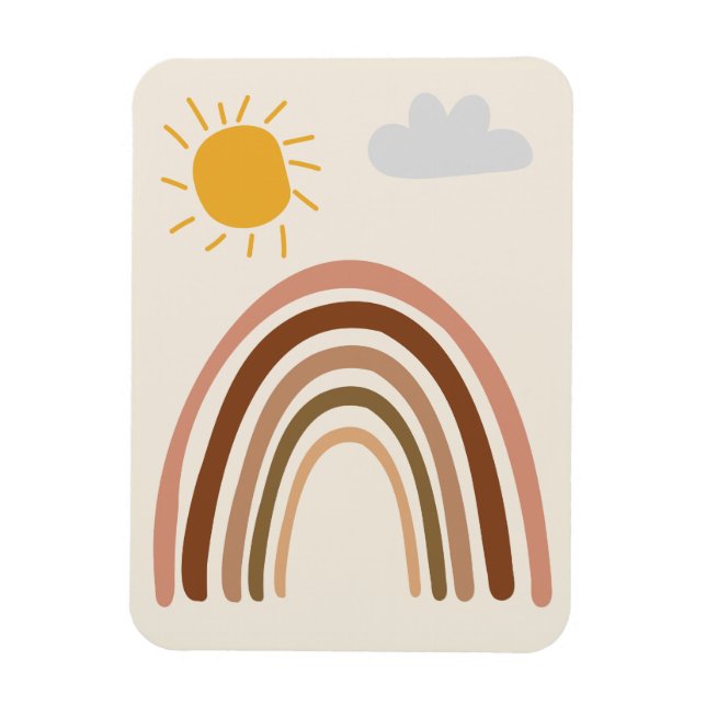 Íman Nuvem Sol Arco-íris, Desenho Infantil, Arte Abstra (Vertical)