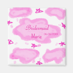 Íman nuvens cor-de-rosa estrelas pastel bridesmaid mode