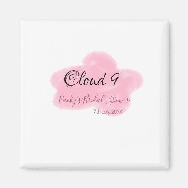 Íman Nuvens nove rosa pastel chá de noiva data do nome (Frente)