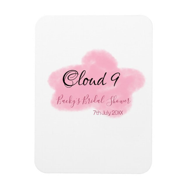 Íman Nuvens nove rosa pastel chá de noiva nome data (Vertical)
