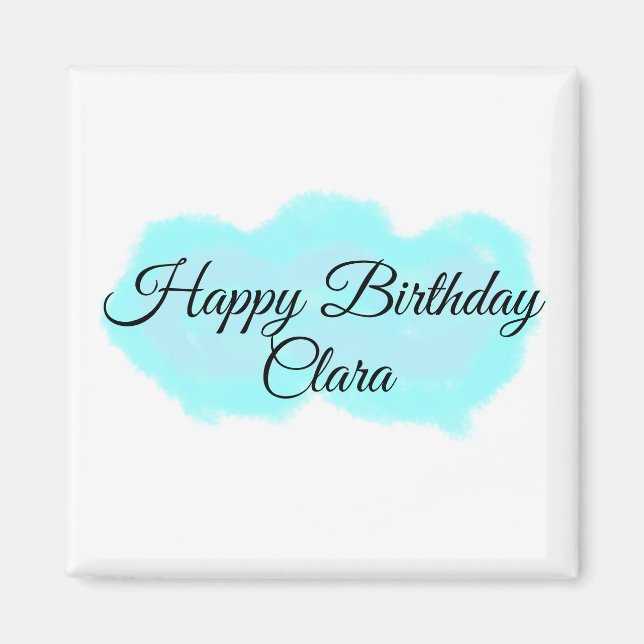 Íman Nuvens verdes azuis pastel feliz aniversário moder (Frente)