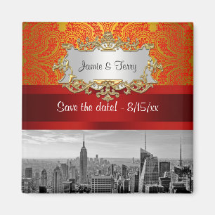 Íman NY City Skyline BW 112 Red Gold Paisley Salvar Dat