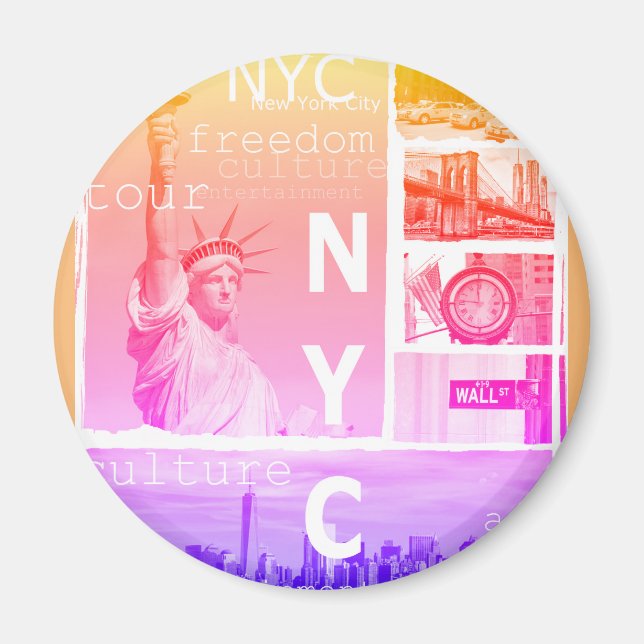 Íman Nyc Liberty Statue Brooklyn Bridge Nova Iorque (Frente)