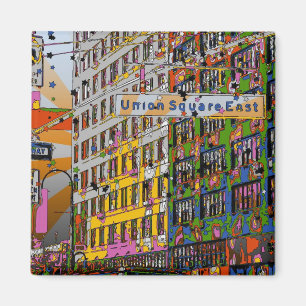 Íman NYC psicadélico: Construção quadrada da união,