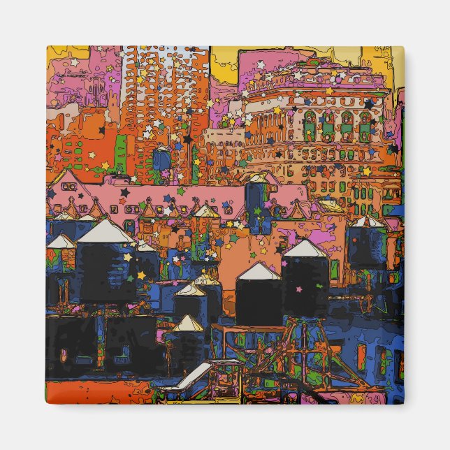 Íman NYC Psicodélico: Torres de Água NYC no inverno nº  (Frente)