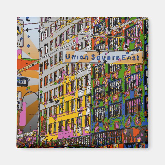 Íman NYC Psicodélico: Union Square Building, Rua Sinal  (Frente)