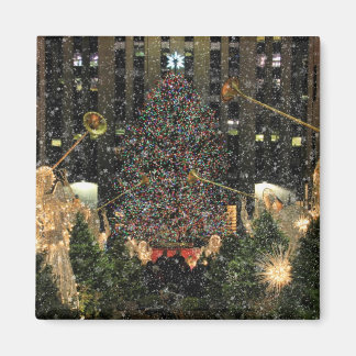 Íman NYC Rockefeller Center Xmas Tree Caindo Neve
