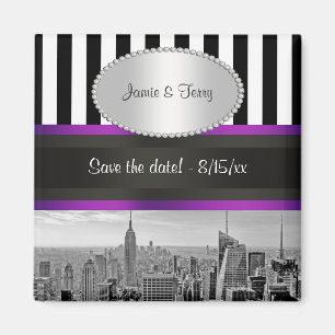 Íman NYC Skyline BW Blk Whp Strp Purple P Data de Salva