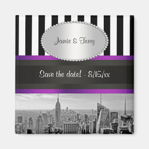 Íman NYC Skyline BW Blk Wht Strp Roxo P Salvar Data