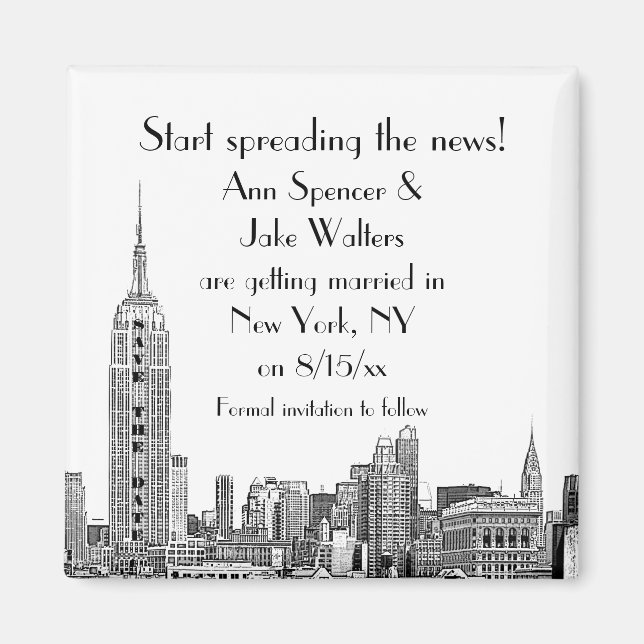 Íman NYC Skyline Etched 01 Salve o Dia (Frente)