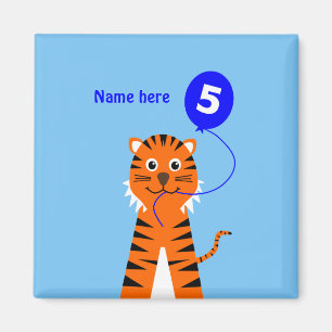 Íman O 5o tigre bonito do aniversário adiciona o azul