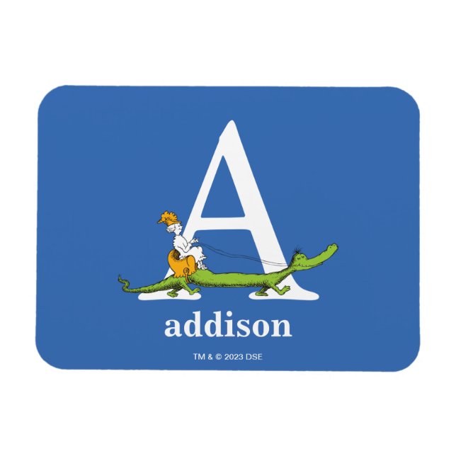 Íman O ABC do Dr. Seuss: Letra A - Branco | Adicione se (Horizontal)