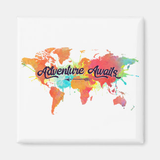 Íman O Adventure Aguarda Cotação Vivid Watercolor World