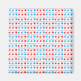 Íman O AMOR é a citação do AMOR em vermelho e azul