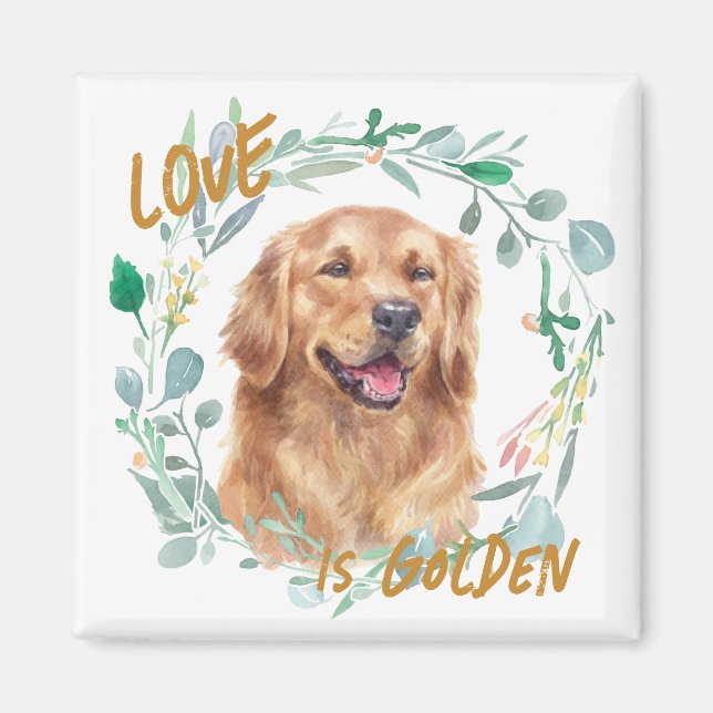 Íman O amor é Ouro Retriever Wreath (Frente)