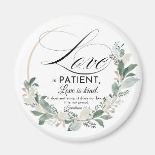 Íman O amor é paciente - 1 Cor 13:4 Coroa de Folhas Flo