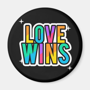 Íman O amor ganha. LGBTQ+Orgulho. Arco-íris. Botao