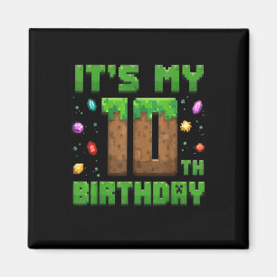 Íman O Aniversário É O Meu 10º Aniversário Gamer Pixel 