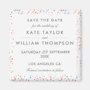 Íman O Arco-Íris Colorido Confetti Salva A Data