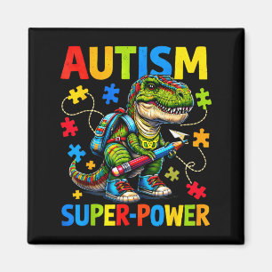 Íman O autismo é meu superpoder dino t rex puzzle