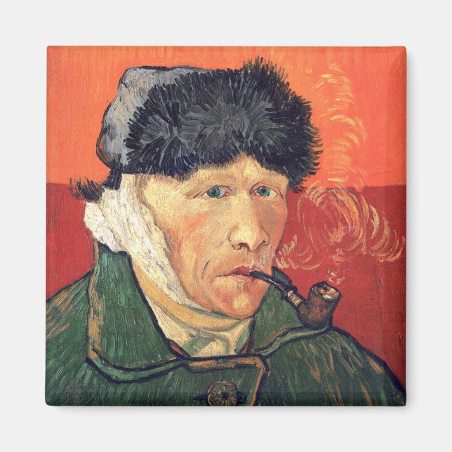 Íman O Auto Retrato de Vincent Van Gogh Bandaged Ear&Pi (Frente)