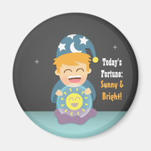 Íman O caixeiro de fortuna da bola de cristal pensa o