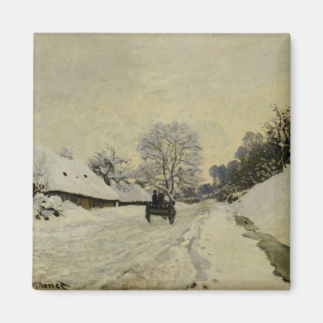 Íman O carrinho, ou estrada sob neve em Honfleur, 1865 (Frente)