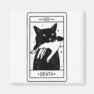 Íman O Cartão De Tarô De Halloween Do Gato Preto Testem