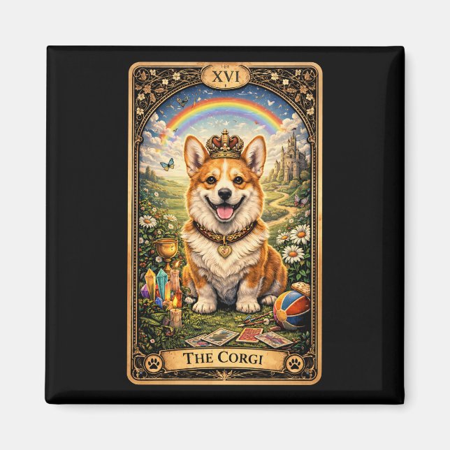 Íman O Cartão de Tarot do Corgi (Frente)