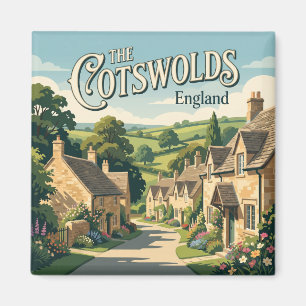 Íman O Cartaz Vintage da Aldeia de Cotswolds Inglaterra