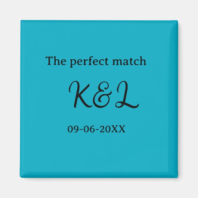 Íman O casal nome letra data azul sim perfeito (Frente)