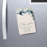 Íman O Casamento Dourado Das Ondas De Água Altera A Dat<br><div class="desc">Esta imã salve a data apresenta uma pincelada de aquarela em cores azuis marinhos profundas com sotaques dourados imitando ondas na praia, o que a torna uma escolha perfeita para um casamento de verão ou praia. Ele é minimalista e elegante em opções de layout e fontes, também muito fácil de...</div>