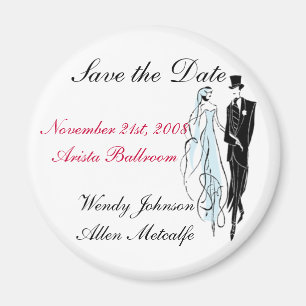 Íman O casamento retro, salvar a data - personalizada