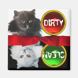 ÍMAN O CAT PRETO E BRANCO SUJO LIMPA