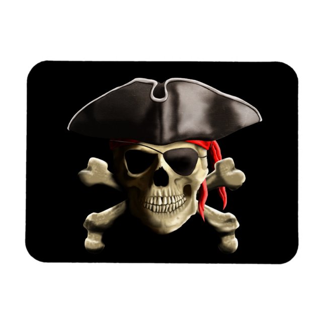 Íman O Caveira Pirata do Jolly Roger (Horizontal)