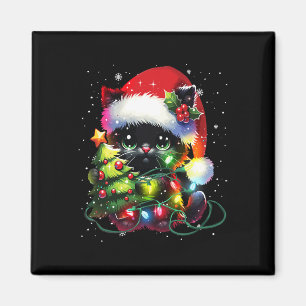 Íman O Chapéu Negro De Santa Gata Do Natal No Natal T