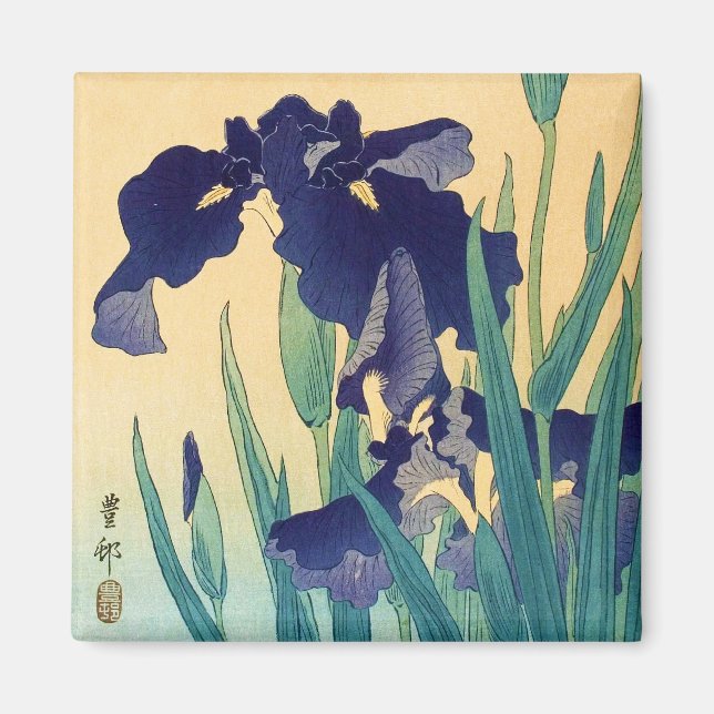 Íman O clássico ukiyo-e violet irises do japão japonês (Frente)
