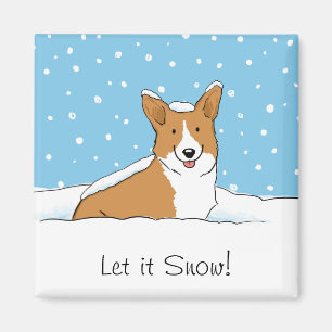 Íman O Corgi deixou-o nevar - cão bonito com texto