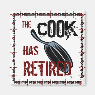 Íman O cozinheiro está aposentado (vermelho/preto)