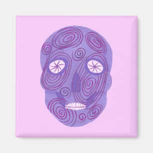 Íman O crânio roxo do açúcar com rosa roda ímã