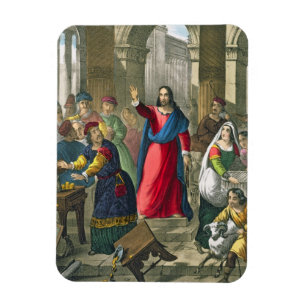 Íman O cristo limpa o templo, de um b impresso bíblia