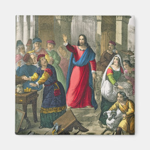 Íman O cristo limpa o templo, de um b impresso bíblia