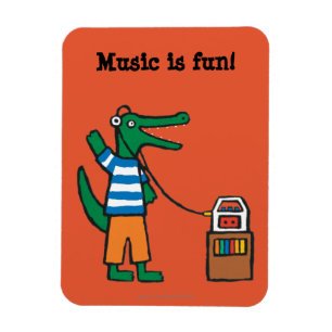 Íman O crocodilo legal escuta a música