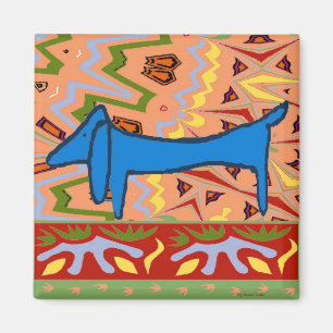 Íman O Dachshund azul famoso no abstrato