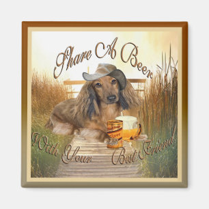 Íman O Dachshund compartilha de um ímã da cerveja