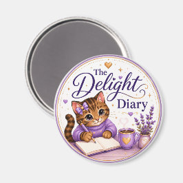 Íman O Diário Delícia Gato Fofo Roxo Dourado