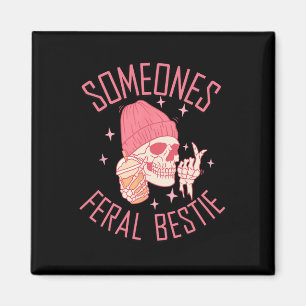 Íman O esqueleto de Feral Bestie Halloween de alguém