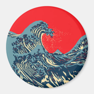 Íman O Excelente Hokusai Wave em Estilo de Arte Esperan