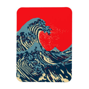 Íman O Excelente Hokusai Wave em Estilo Vibrante